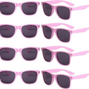 8-Pack Pink Wayfarer Sunglasses - Black Lens