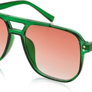 Green Aviator Sunglasses - Pink Gradient Lens
