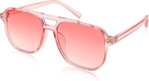 Oversized Square Sunglasses – Translucent Pink Gradient