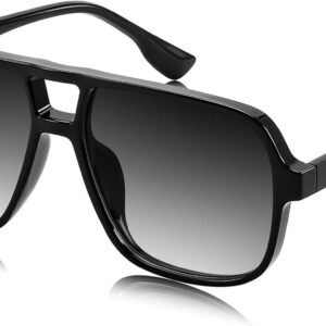 Black Oversized Square Sunglasses – Gray Gradient