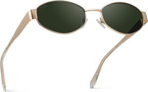 Round Metal Sunglasses – Gold Frame, Green Lens