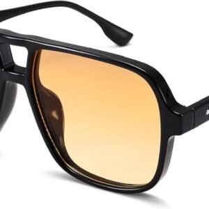 Black Square Sunglasses – Amber Gradient Lens