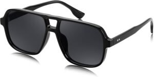 Oversized Square Sunglasses - Black Frame, Smoke Lens