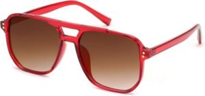 Oversized Square Red Sunglasses - Brown Gradient