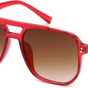 Oversized Square Red Sunglasses - Brown Gradient
