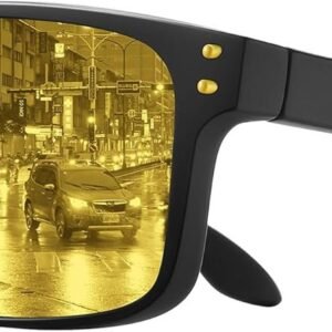 Black Rectangle Unisex Sunglasses - Yellow Lens