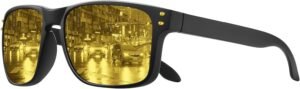 Black Rectangle Unisex Sunglasses - Yellow Lens