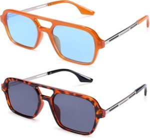 2-Pack Rectangle Sunglasses – Orange & Tortoise
