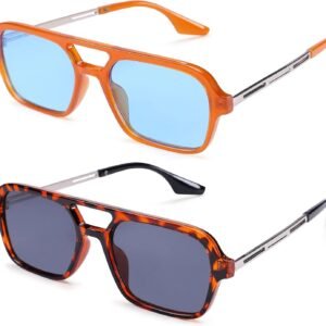 2-Pack Rectangle Sunglasses – Orange & Tortoise