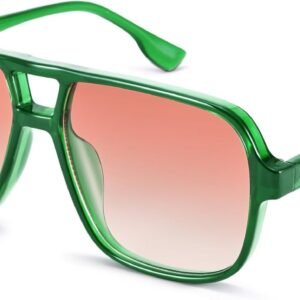 Square Sunglasses Green Frame Pink Gradient