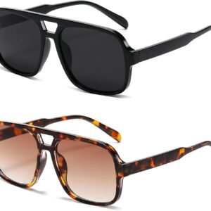 2-Pack Oversized Square Sunglasses Black And Tortoise
