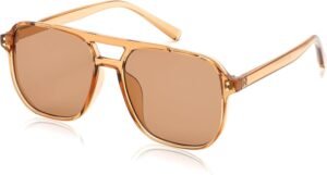 Square Sunglasses – Amber Frame, Brown Lens