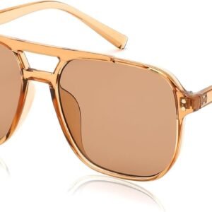 Square Sunglasses – Amber Frame, Brown Lens