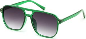 Green Aviator Unisex Sunglasses - Gray Gradient Lens