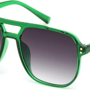 Green Aviator Unisex Sunglasses - Gray Gradient Lens