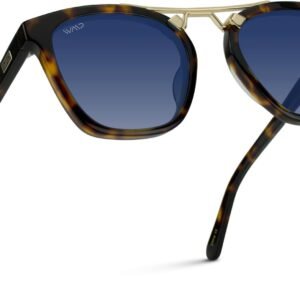 Tortoise Square Sunglasses – Blue Gradient Lens