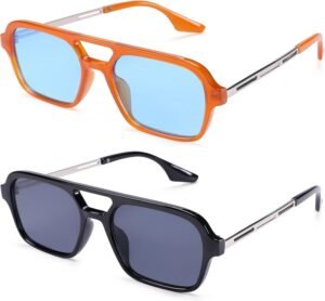 2-Pack Rectangle Sunglasses Orange And Black