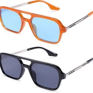 2-Pack Rectangle Sunglasses Orange And Black