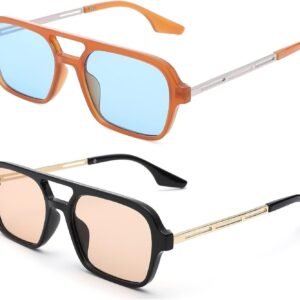 2-Pack Oversized Square Sunglasses Blue & Rose Lens