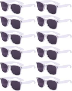 12-Pack White Wayfarer Sunglasses Black Lens
