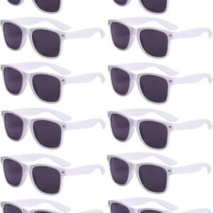 12-Pack White Wayfarer Sunglasses Black Lens