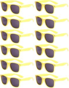 12-Pack Yellow Wayfarer Sunglasses Black Lens