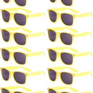 12-Pack Yellow Wayfarer Sunglasses Black Lens
