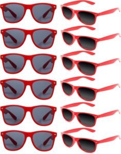 12-Pack Red Wayfarer Sunglasses – Black Lens