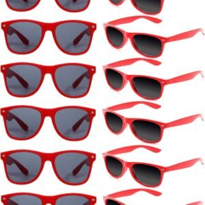 12-Pack Red Wayfarer Sunglasses – Black Lens