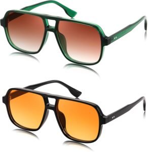 2-Pack Oversized Square Sunglasses – Green & Black