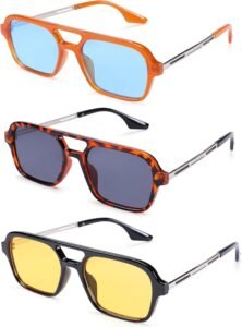 3-Pack Square Sunglasses – Assorted Frame Colors