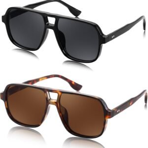 2-Pack Oversized Square Sunglasses Black And Tortoise