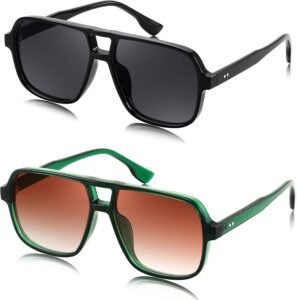 2-Pack Aviator Sunglasses Black And Green Frames