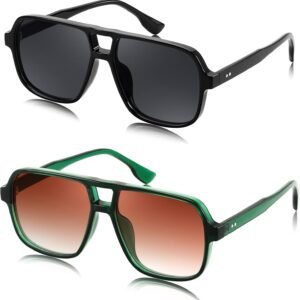 2-Pack Aviator Sunglasses Black And Green Frames