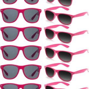 12-Pack Pink Wayfarer Sunglasses - Smoke Lens