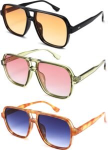 3-Pack Oversized Square Sunglasses - Assorted Tints