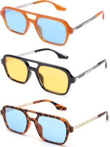 3-Pack Assorted Square Sunglasses - Blue & Yellow Lenses