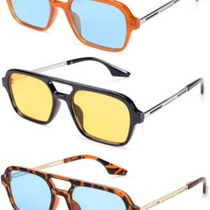 3-Pack Assorted Square Sunglasses - Blue & Yellow Lenses
