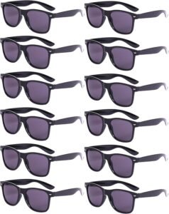 12-Pack Wayfarer Sunglasses, Black Frame Smoke Lens Unisex