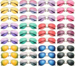 Bulk Pack Mirrored Aviator Sunglasses Assorted Colors