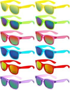 12-Pack Assorted Wayfarer Sunglasses - Mirrored Lens