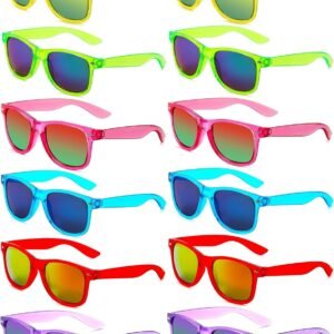12-Pack Assorted Wayfarer Sunglasses - Mirrored Lens