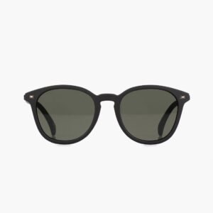 Black Round Sunglasses - Green Lens, Unisex