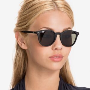 Unisex Black Round Sunglasses - Dark Smoke Lens