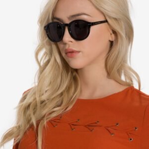 Round Sunglasses – Black Frame, Dark Lens, Unisex
