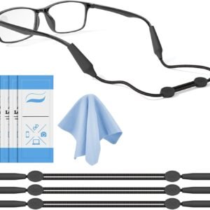 Glasses Strap 3 Pcs - No Tail Sunglasses Straps - Adjustable Eyeglasses Strap, Eye Glass Holder Around Neck, Sports Rope Eyewear Retainer, Glasses Straps for Men Women 14In Black Lanyard Cord