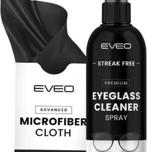 EVEO Eyeglass Cleaner Spray - Glasses Cleaner No Streaks Technology & Microfiber Cleaning Cloth - Glasses Cleaning Kit, Eye Glass Cleaners Spray Lens Cleaner - Screen & Eye Glasses Kit - 2 Pack