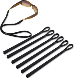 Glasses Strap Great Value 6 Pack Black,Soft Glasses Lanyard Suitable Various Sports & Jobs ,Comfortable Sunglasses Strap Pocket-Sized ,Eyeglass Strap for Kids Women Men Eye Glasses Holders Around Neck