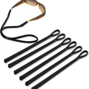 Glasses Strap Great Value 6 Pack Black,Soft Glasses Lanyard Suitable Various Sports & Jobs ,Comfortable Sunglasses Strap Pocket-Sized ,Eyeglass Strap for Kids Women Men Eye Glasses Holders Around Neck